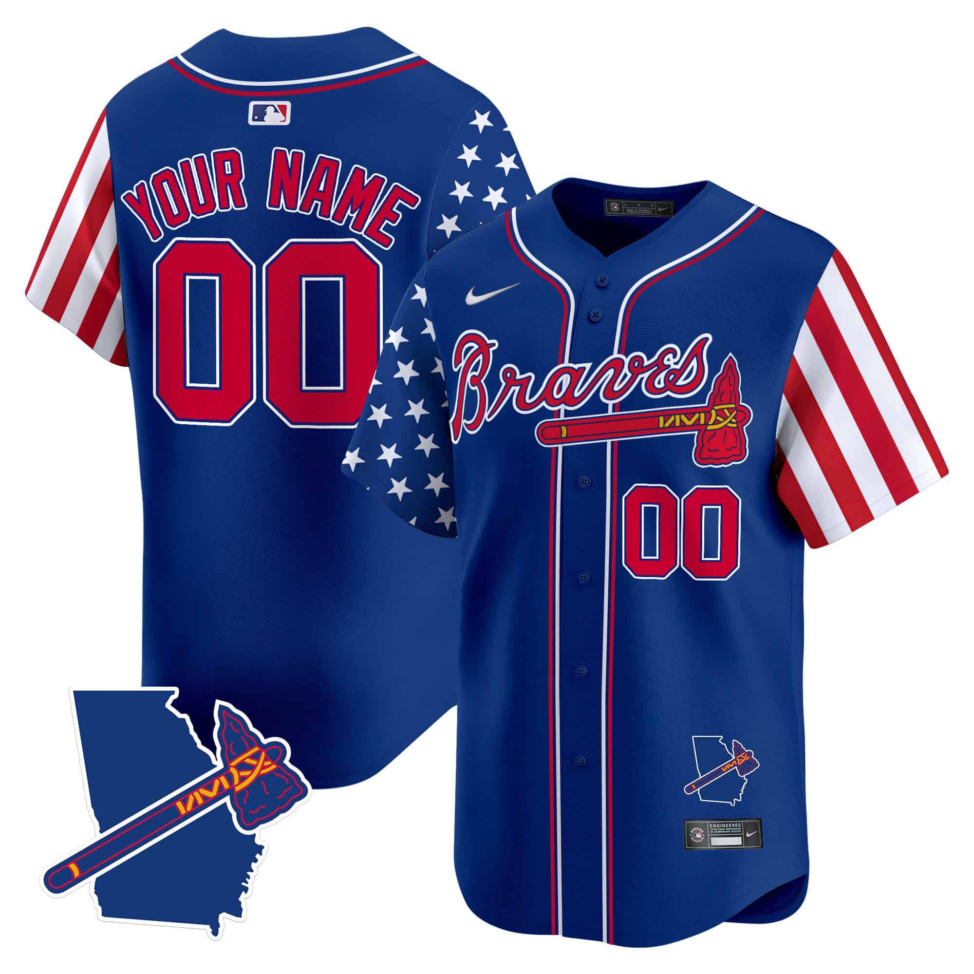Men Atlanta Braves Blue Nike 2024 Independence Day Vapor Premier Limited Custom MLB Jersey->customized mlb jersey->Custom Jersey
